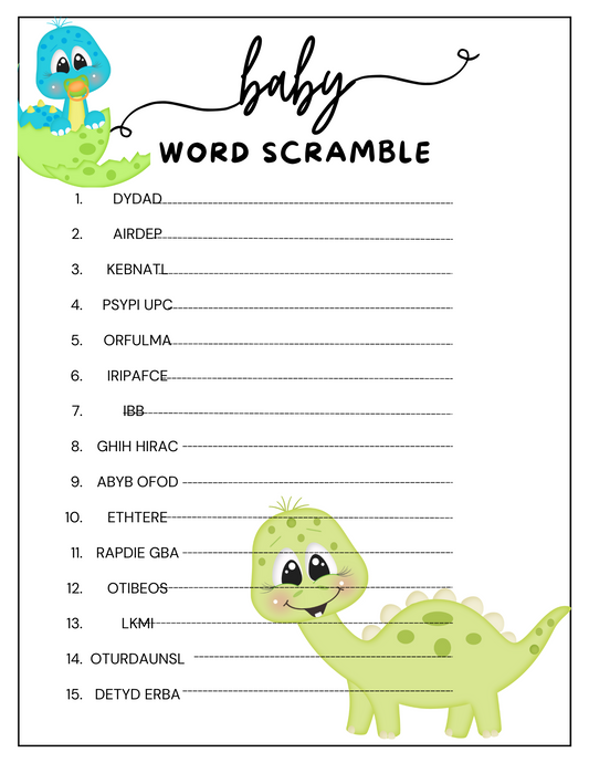 Baby Dino Word Scramble